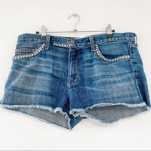 Current Elliott Studded Denim Shorts in Blue Size 27